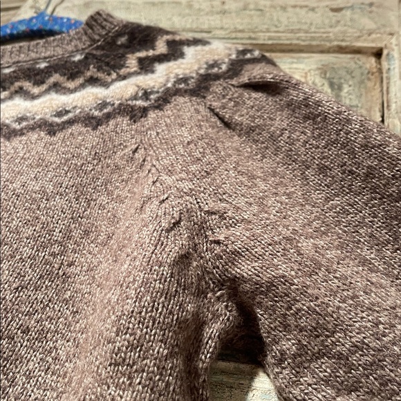FRAME Fair Isle Crewneck Knit  Sweater /Mushroom Tan Brown, Large/ - Picture 6 of 15